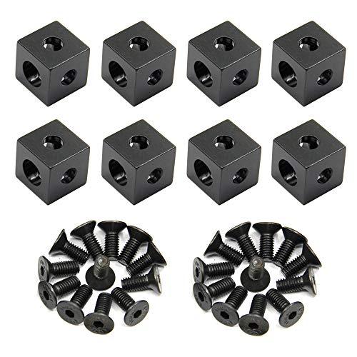 8PCS Black Corner Bracket Cube (20x20x20mm) for 6mm Slot Aluminum Extrusion Profile 2020 Series (Cube Corner-8PCS) - VXB Ball Bearings
