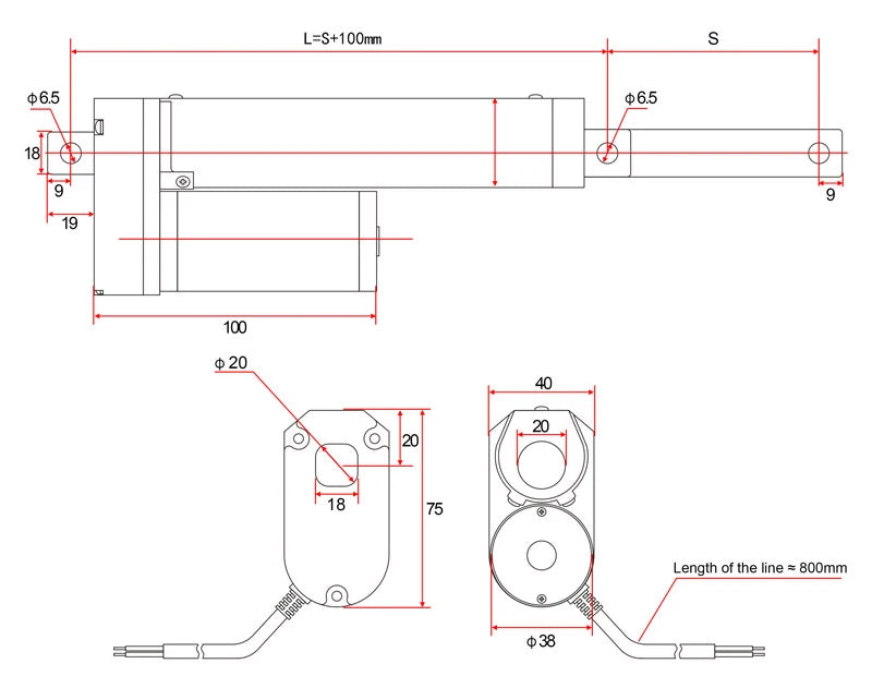 Linear Actuator 500mm Stroke 12V - 100 to 1500N