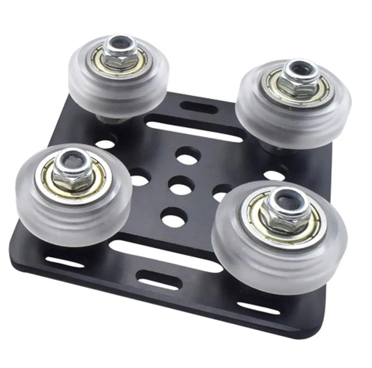 Black 2020 Aluminum Extrusion V-Slot Gantry Plate Set w White Wheels - VXB Ball Bearings
