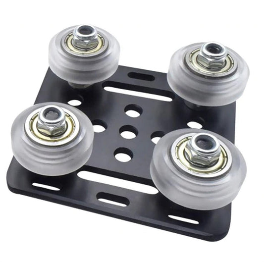 Black 2020 Aluminum Extrusion V-Slot Gantry Plate Set w White Wheels - VXB Ball Bearings