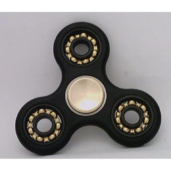 Black Fidget Hand Spinner Toy : Center Full Ceramic ZrO2 Bearing : 3 outer Bronze Bearings : Brass caps 42Q - VXB Ball Bearings