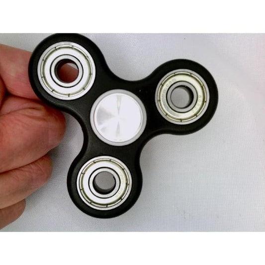 Black Fidget Hand Spinner Toy with Center Full Ceramic ZrO2 Bearing, 3 Shielded Bearings and 2 Silver caps 42Q - VXB Ball Bearings