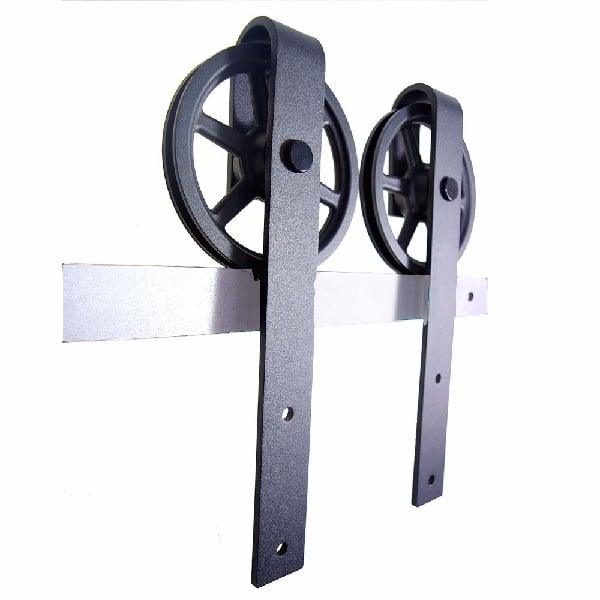 Black Rustic Carbon Steel and POM Sliding Barn Door Roller Set - VXB Ball Bearings