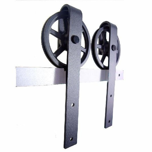 Black Rustic Carbon Steel and POM Sliding Barn Door Roller Set - VXB Ball Bearings