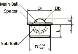 BRUPS-7.5-S Press Fit Type Ball Transfer Unit for Upward Facing Applications - VXB Ball Bearings