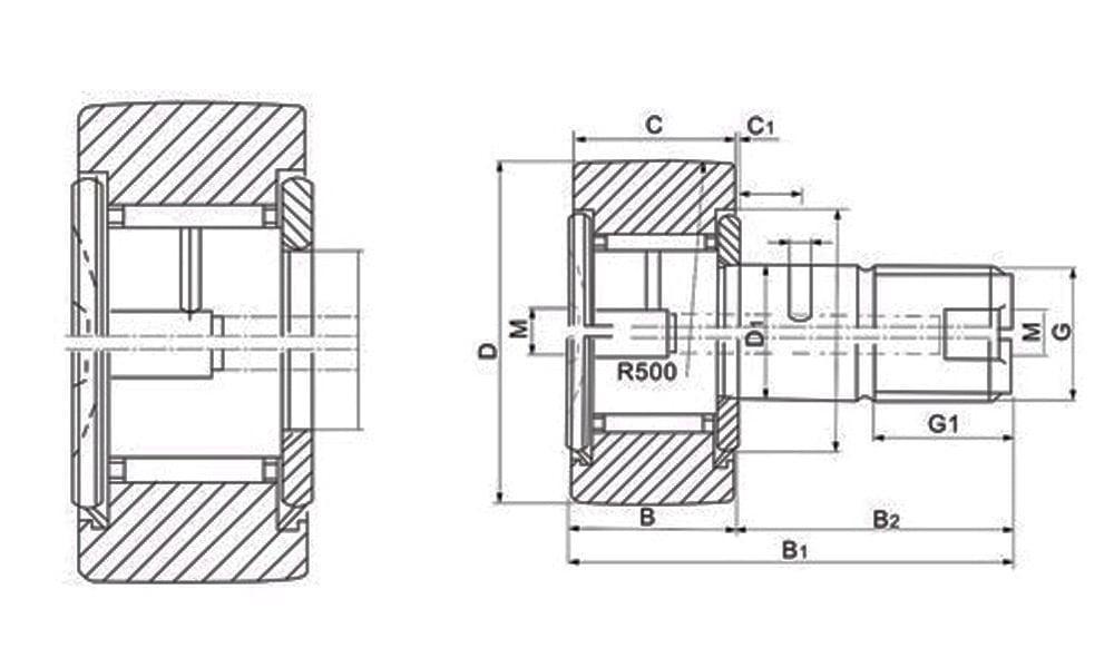 CF16 35mm Cam Follower Needle Roller Bearing - VXB Ball Bearings