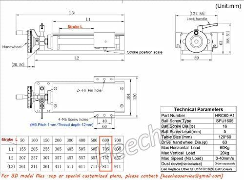 CNC Manual Slide Stage Linear Stage Actuator 600mm Ballscrew 1605 Optical Axis Linear Rail Guide C7 with Ruler for CNC Router Controller Y-Axis Stage - VXB Ball Bearings