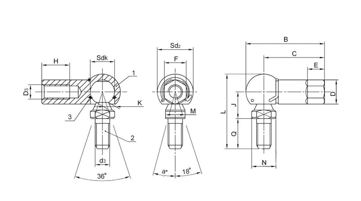 CS14 14mm L-Shape Ball Joint Rod End Bearing - VXB Ball Bearings