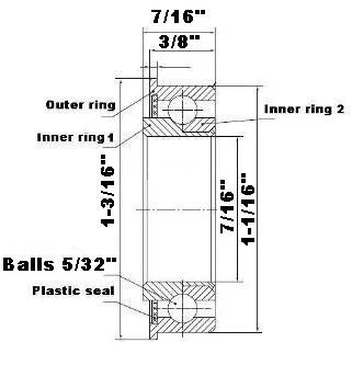 F1434 Flanged Full Complement Bearing 7/16"x1-1/16"x7/16"inch - VXB Ball Bearings