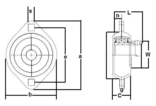 FHPFLZ204-20mm Bearing Flange Pressed Steel 2 Bolt 20mm - VXB Ball Bearings