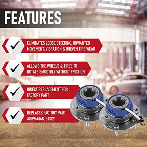 Front Wheel Hub Bearing Assembly - Set of 2 - Compatible with Chevy, Buick, Cadillac, Oldsmobile, Pontiac - Impala, Monte Carlo, Century, Grand Prix, Replaces 513121, 12429203, 88964168 - ABS - VXB Ball Bearings