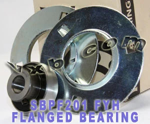 FYH Bearing SBPF201 12mm Stamped steel round three bolt Flanged Mounted Bearings - VXB Ball Bearings