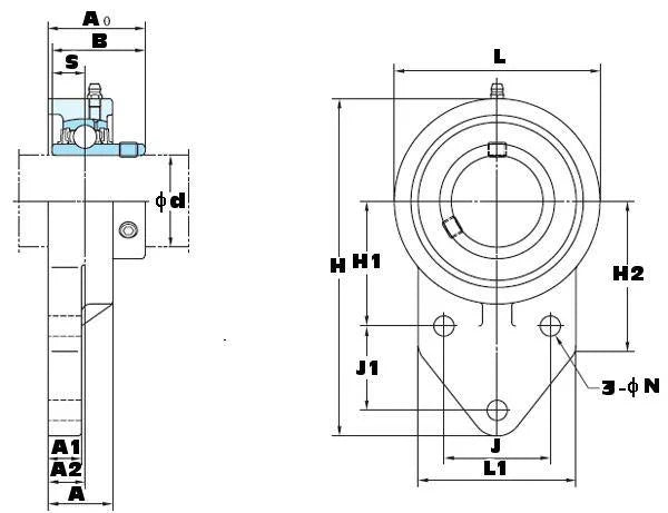 FYH Bearing UCFB204-12 3/4 Three bolt Flanged Mounted Bearings - VXB Ball Bearings