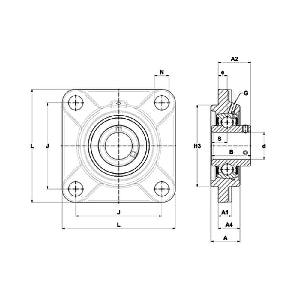 FYH Bearing UCFS312 60mm Heavy Duty Square Flanged Mounted Bearings - VXB Ball Bearings