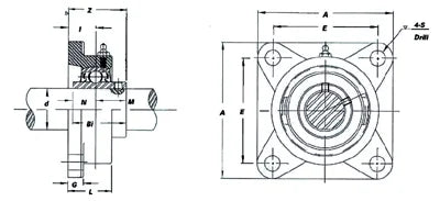 FYH Bearing UCFX14-44 2 3/4" Square Flanged Mounted Bearings - VXB Ball Bearings