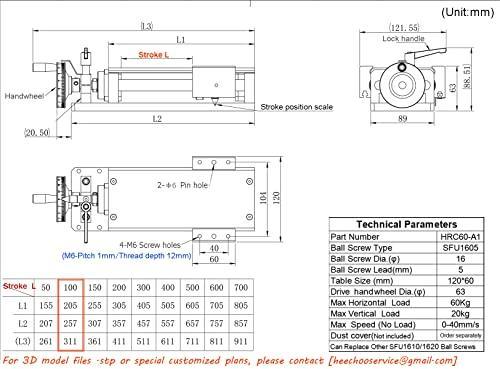 Linear Stage Actuator 100mm Ballscrew 1605 Double Optical Axis Linear Rail Guide Manual Slide Stage C7 with Ruler for CNC Router Z-axis - VXB Ball Bearings