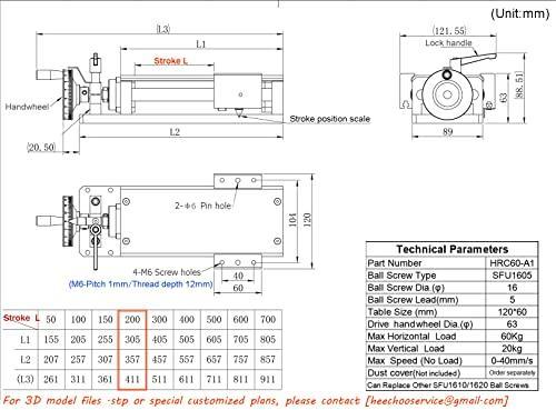 Linear Stage Actuator Travel 200mm Ballscrew 1605 Double Optical Axis Linear Rail Guide Manual Slide Stage C7 with Ruler for CNC Router Controller DIY 3-axis - VXB Ball Bearings