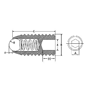 M10 20mm Long Carbon Steel Ball Plunger / Hex Head - VXB Ball Bearings