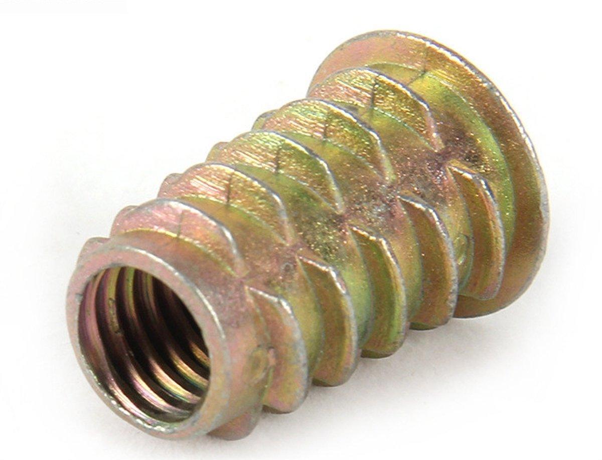 M10 25mm Zinc Alloy Threaded Wood Caster Insert Nut with Flanged Hex Drive Head - VXB Ball Bearings