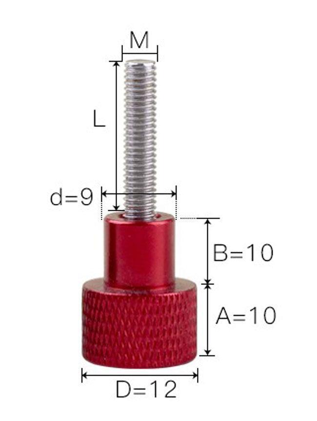 M5 x 42mm Long Red Aluminum Knurled Thumb Head Stainless Steel Screw - VXB Ball Bearings