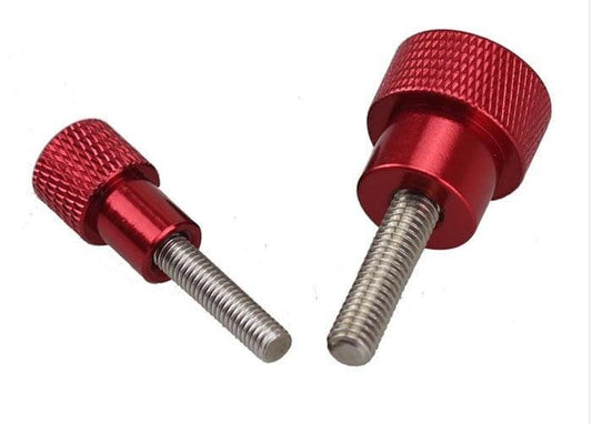 M6 30mm Long Red Aluminum Knurled Head Stainless Steel Thumb Screws - VXB Ball Bearings