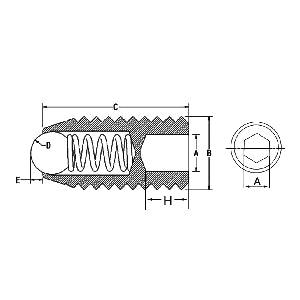 M6 30mm Long Stainless Steel Ball Plunger / Hex Head - VXB Ball Bearings