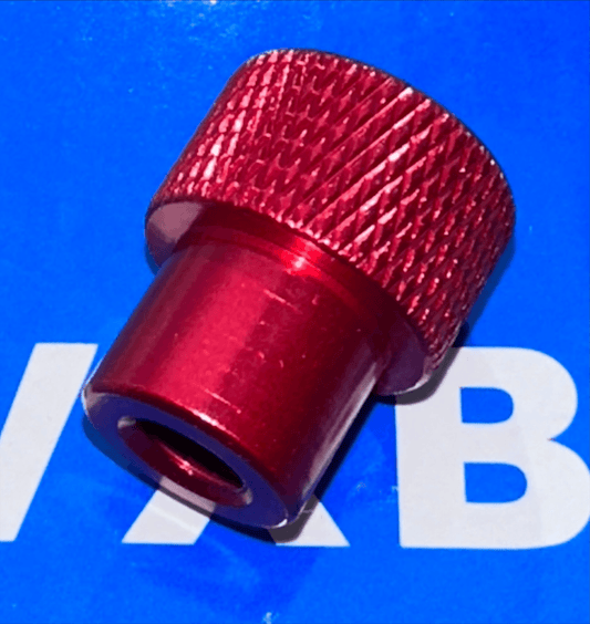 M6 x 18mm Long Red Aluminum Knurled Head Thumb Closed End Nut - VXB Ball Bearings