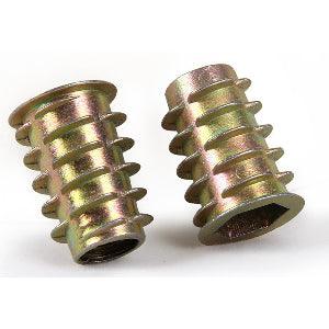 M8 18mm Zinc Alloy Threaded Wood Caster Insert Nut with Flanged Hex Drive Head - VXB Ball Bearings