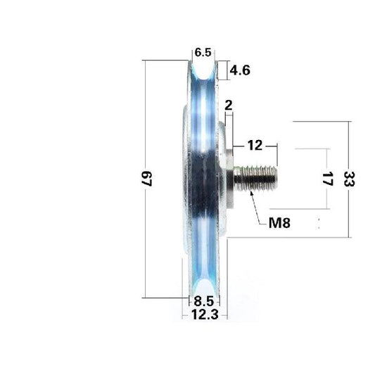 M8 Bore Bearing with 67mm Steel Wire Rope Cable Track Pulley M8x67x8.5mm - VXB Ball Bearings