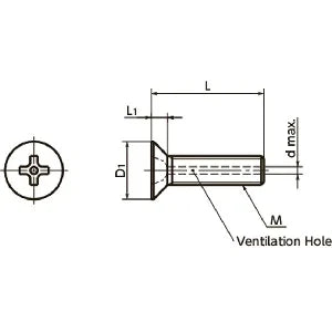 Made in Japan SVFS-M6-12 NBK Cross Recessed Flat Head Machine Vacuum Vented Screws<br> with Ventilation Hole Pack of 10 - VXB Ball Bearings