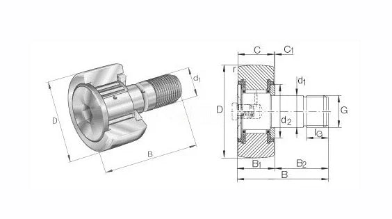 MCFD62 Track Roller Cam Follower Needle Roller Bearing 24x62x80mm - VXB Ball Bearings