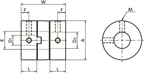 MOM-38C-12-12 Flexible Couplings - Oldham Type - Clamping Type - VXB Ball Bearings