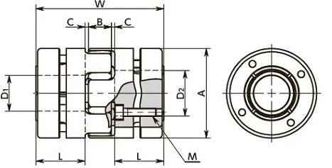 NBK Japan MJB-55-EWH 19mm to 22mm Jaw-type Flexible Coupling - VXB Ball Bearings