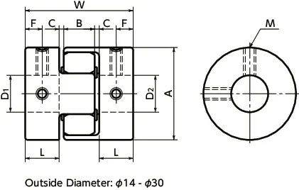 NBK Japan MJC-20-BL 4mm to 5/16 inch Jaw-type Flexible Coupling - VXB Ball Bearings