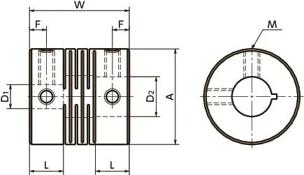 NBK Japan MSX-39K-10x14xSP Slit type 10mm to 14mm Flexible Coupling with Keyway - VXB Ball Bearings