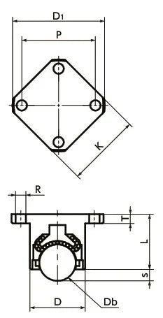 NBK Made in Japan BRDSF-60 Flange Type Ball Transfer Unit for Downward and Sideward Facing Applications - VXB Ball Bearings