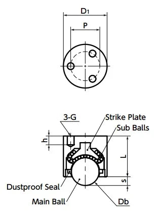 NBK Made in Japan BRDT-30 Tap Hole Type Ball Transfer Unit for Downward and Sideward Facing Applications - VXB Ball Bearings