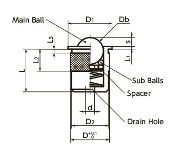 NBK Made in Japan BRPIN-20-N Insert Type Ball Transfer Unit with Spring Plunger Function for Upward Facing Applications - VXB Ball Bearings