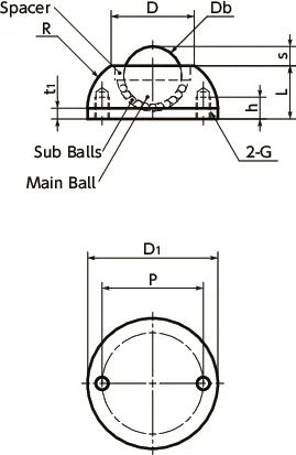 NBK Made in Japan BRURS-42-S Round Type Ball Transfer Unit for Upward Facing Applications - VXB Ball Bearings