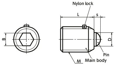 NBK Made in Japan PSS-4-2 Light Load Small Ball Plunger with Vibration Resistant Treatment - VXB Ball Bearings