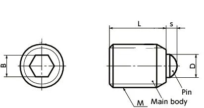 NBK Made in Japan PSSS-10-1 Stainless Steel Heavy Load Ball Plunger - VXB Ball Bearings