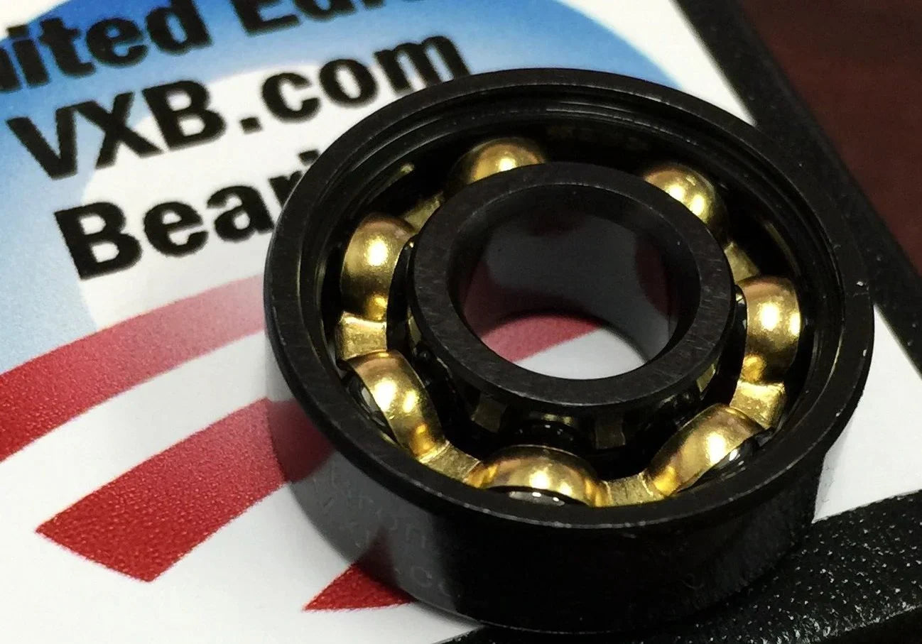 Pack of 100 608B Fidget Hand Spinner Black Bearing with Bronze Cage 8x22x7 mm - VXB Ball Bearings