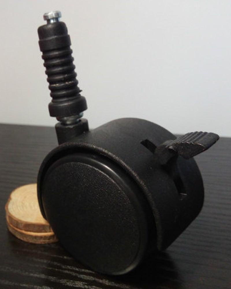 Pack of 100 Black Plastic 2" Inch Caster Wheel with Brake 12.2mm Dia.Threaded Stem - VXB Ball Bearings