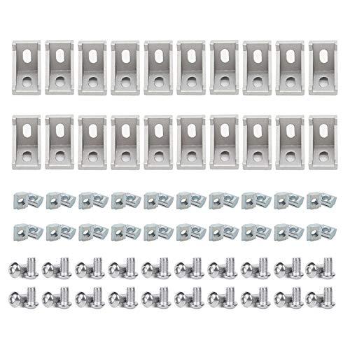 Pack of 20 Aluminum Profile 2020 Series Corner Bracket/T Nuts/Hex Screw Aluminum Rail Accessories - VXB Ball Bearings