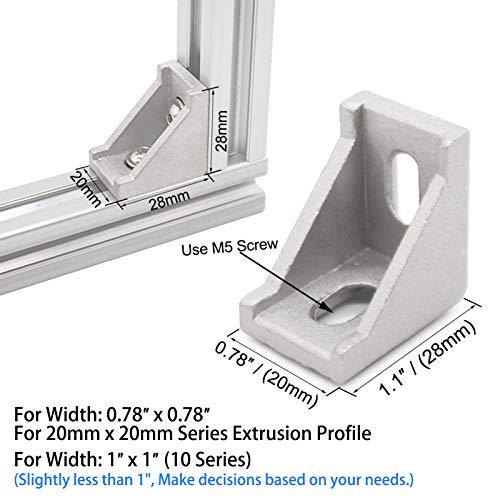 Pack of 20 Aluminum Profile 2020 Series Corner Bracket/T Nuts/Hex Screw Aluminum Rail Accessories - VXB Ball Bearings