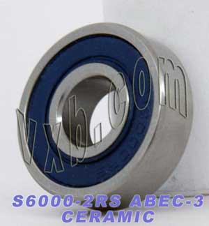 S6000-2RS Ceramic Bearing 10x26x8 Stainless Steel Sealed ABEC-3 Bearings - VXB Ball Bearings