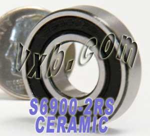 S6900-2RS Ceramic Bearing ZrO2 Stainless Steel Sealed 10x22x6 Bearings - VXB Ball Bearings