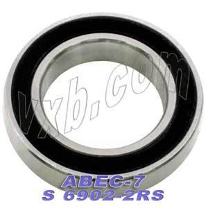 S6902-2RS Premium ABEC-7 Bearing 15x28x7 Stainless Steel Sealed Bearings - VXB Ball Bearings