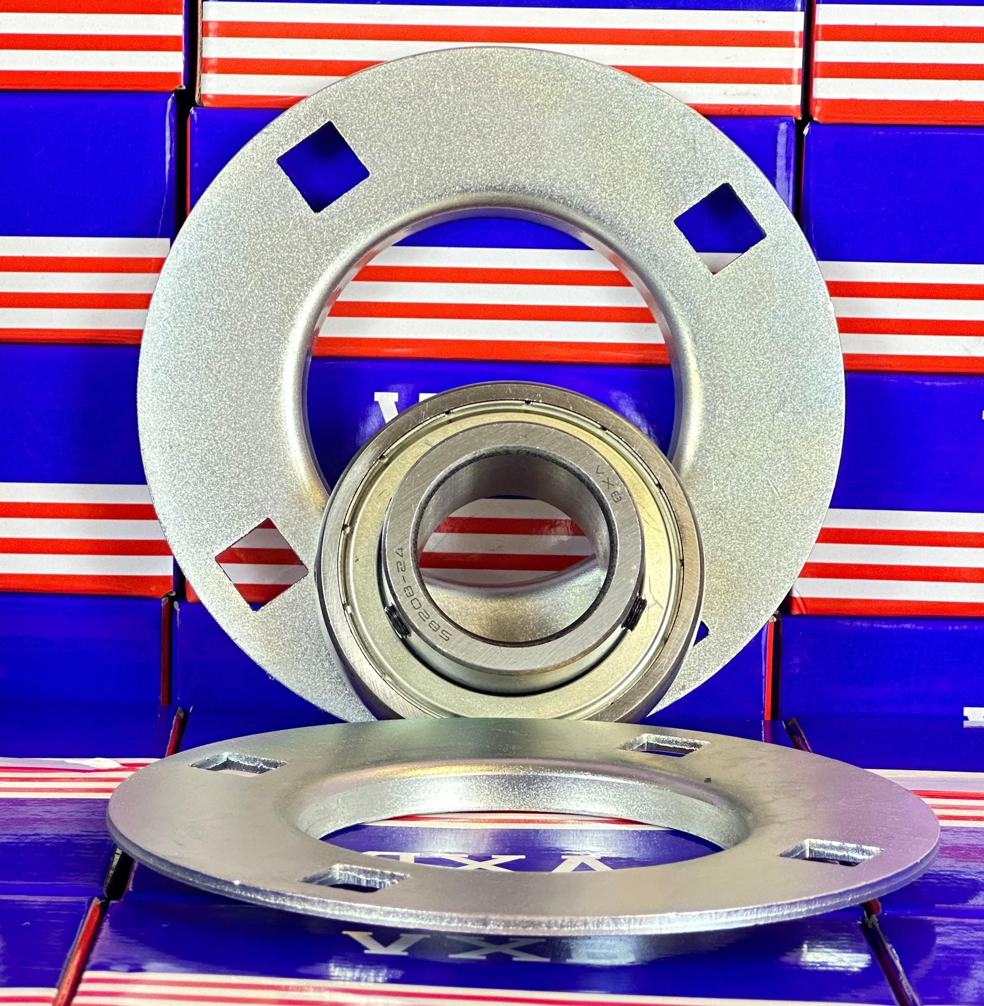 SBPF208-24 Pressed Steel Housing Bearing 4-Bolt Flanged Mounted - VXB Ball Bearings