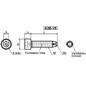 SCBS-M10-25-VR NBK Clamping Cap Vacuum Vented Screws has a full ball to firmly secure workpiece at the contact point. - VXB Ball Bearings